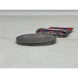 Victoria India General Service Medal with Hazara 1888 clasp awarded to 39 Pte. J. Davis 2d. Bn. R. Suss. R.; with card stiffened ribbon