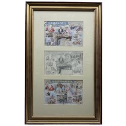 Frederick George Lewin (British 1861-1933): Goddard's Plate Powder Advertisement, three pencil and watercolour sketches framed as one signed with monogram each 13cm x 21cm 