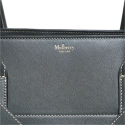 Mulberry - Zipped Bayswater handbag in grey calf leather, with contrasting white stitching, twin rolled leather top handles, crossover front straps with gold-tone Postman’s Lock fastening, zip top closure and gold-tone hardware, with original Mulberry dust bag