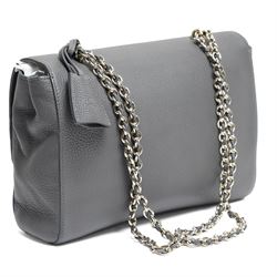 Mulberry - Medium Lily shoulder bag in Mole Grey Grainy Calf leather, the softly structured body with flap top, gold-tone Postman’s Lock fastening, hanging leather clochette and leather-woven chain shoulder strap, with original Mulberry product tag and dust bag