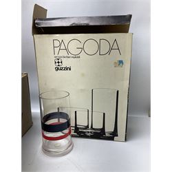 Quantity of glass ware to include boxed Pagoda Guzzini tumblers, Roemer type glasses with etched bowls, Caithness vase, other engraved glass, bowls, decanter, etc