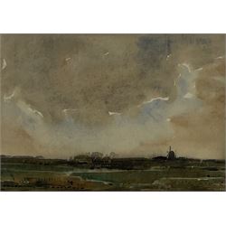 Kershaw Schofield (British 1872-1941): Estuary Scene with Windmill, watercolour signed 19cm x 26cm