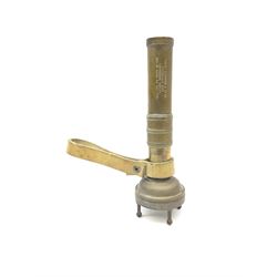 Siebe Gorman diver's brass torch, ref.no.6230-99-942-7885 with leather strap H28cm