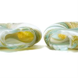 Pair of Lesley Ann Clarke (Contemporary) studio glass vases, incised signature to base, H15cm 