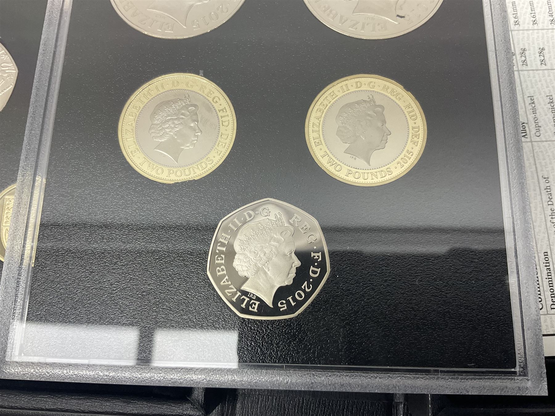 The Royal Mint United Kingdom 2015 proof coin set collector edition, cased with certificate