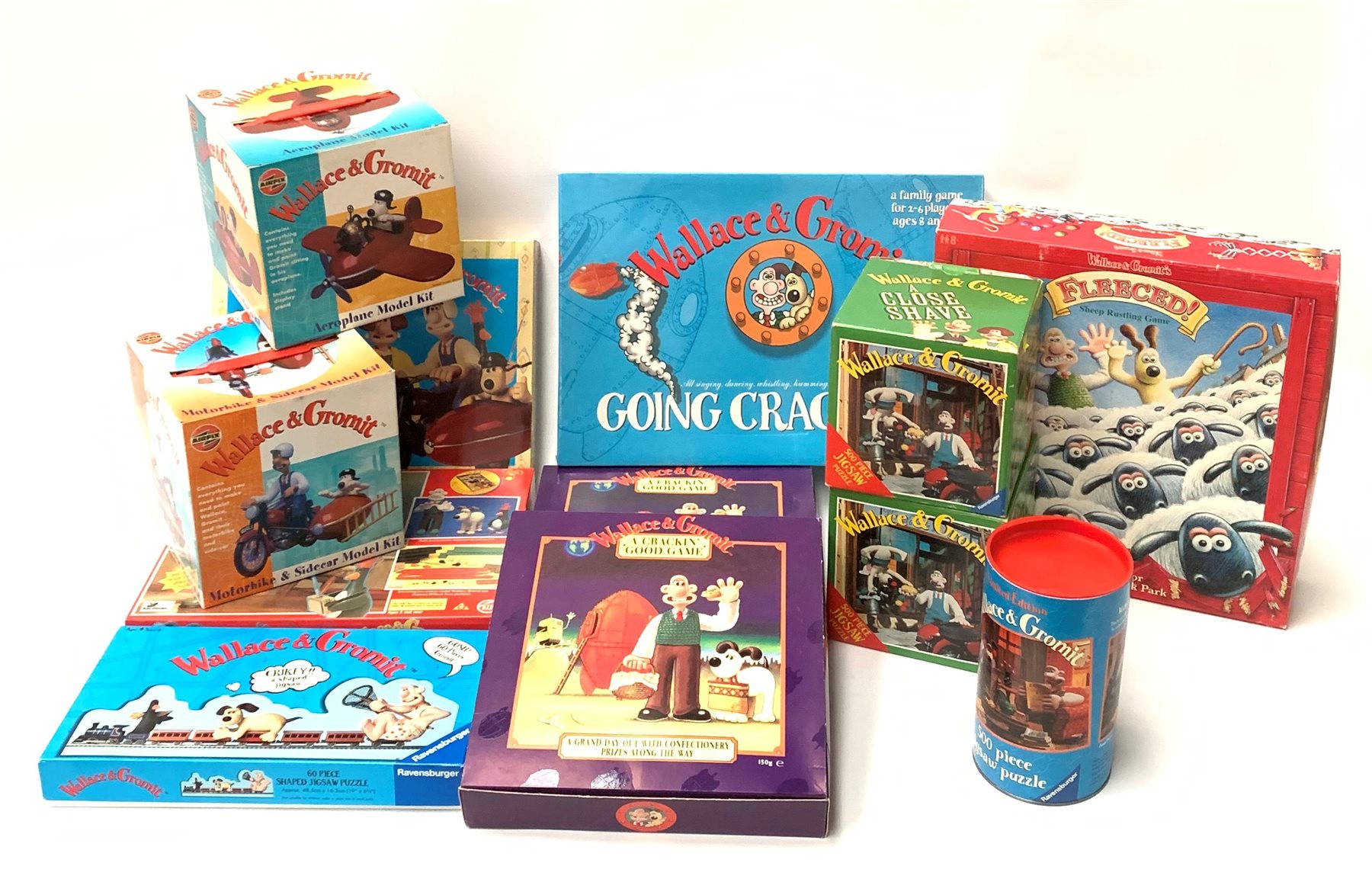 Wallace & Gromit two unmade Airfix construction kits of Aeroplane and