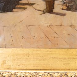 Frederick William Jackson (Staithes Group 1859-1918): Sorting Fish on Whitby New Quay, with Larpool Woods in the distance, oil on canvas signed and dated 1886, 54cm x 80cm 
Notes: for a watercolour of almost identical composition dated 1893, see Sotheby's Sussex 18 July 2001 Lot 199