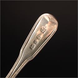 Early 19th century silver caddy spoon, Elizabeth II caddy spoon, various silver condiment spoons, sugar tongs, napkin ring, other silver cutlery and a silver paper knife, boxed