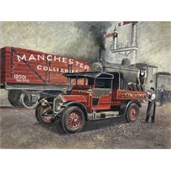 Robert Nixon (British 1955-): 'Manchester Collieries' Railway Truck, oil on board signed 46cm x 61cm (unframed)