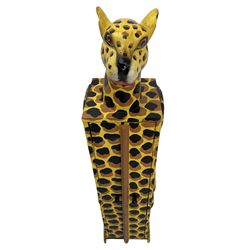Painted leopard storage stand