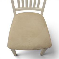 Contemporary Oak fold-over leaf dining table and four chairs, square top extending to a rectangular top 200cm, four white dining chairs with upholstered and padded seats
