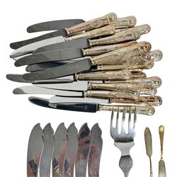 Silver plated cutlery, including Kings pattern cutlery, Voluto fish servers, ladle, etc