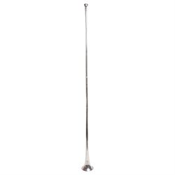Boosey & Co. (295 Regent Street London) - Late Victorian silver plated sectional coaching horn of tapering form with flared bell, the mouthpiece stamped Vincent Bach Corp 7C surmounting the long tube with two ferrules, stamped to the bell with serial no. 39065, L128cm; with associated leather sleeve case