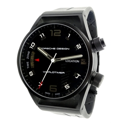  Porsche Design Worldtimer P'6750 automatic titanium wristwatch, rubber bracelet ref. 675013441180 no 210283 with tag, box and papers  