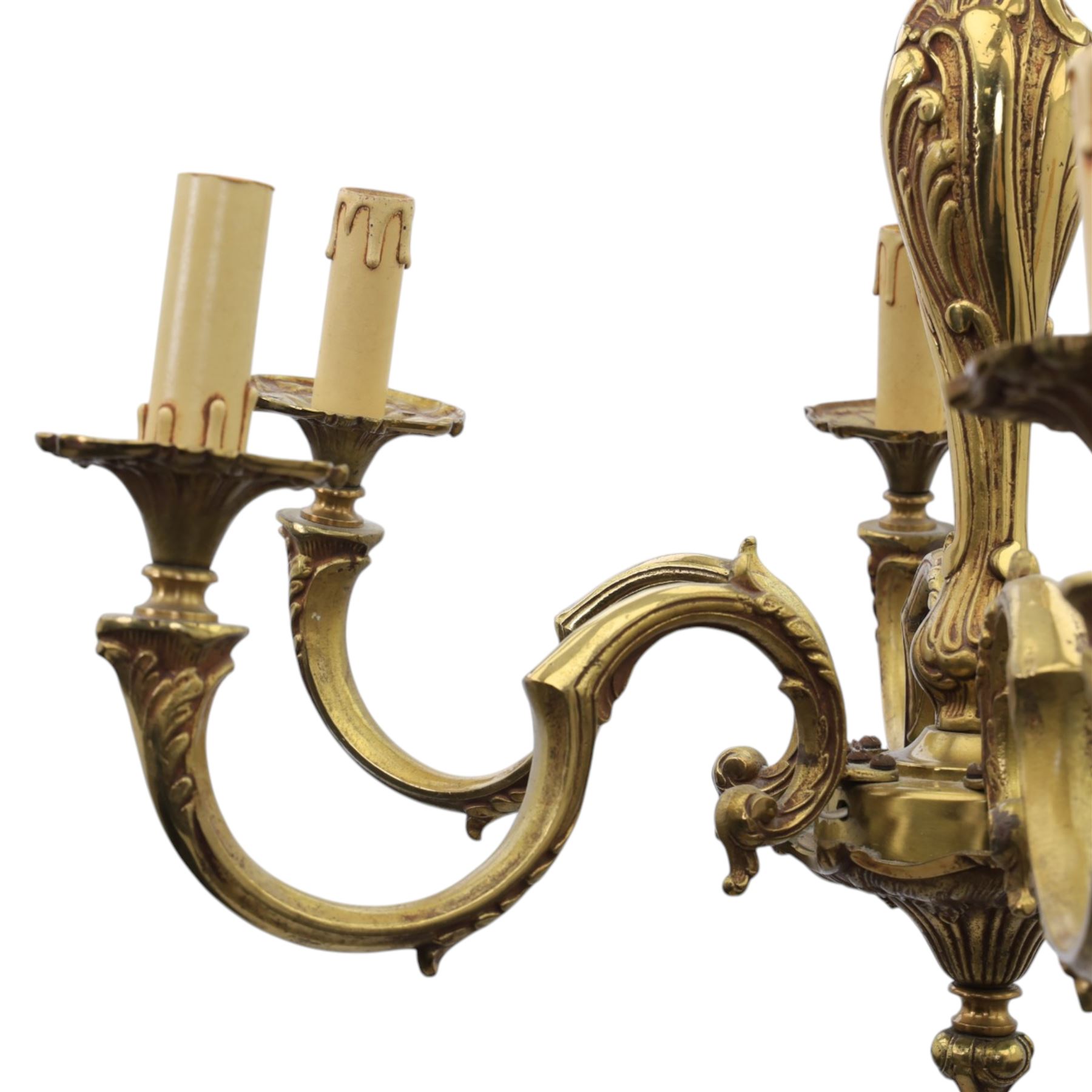 Early 20th century Rococo Revival gilt bronze six branch chandelier