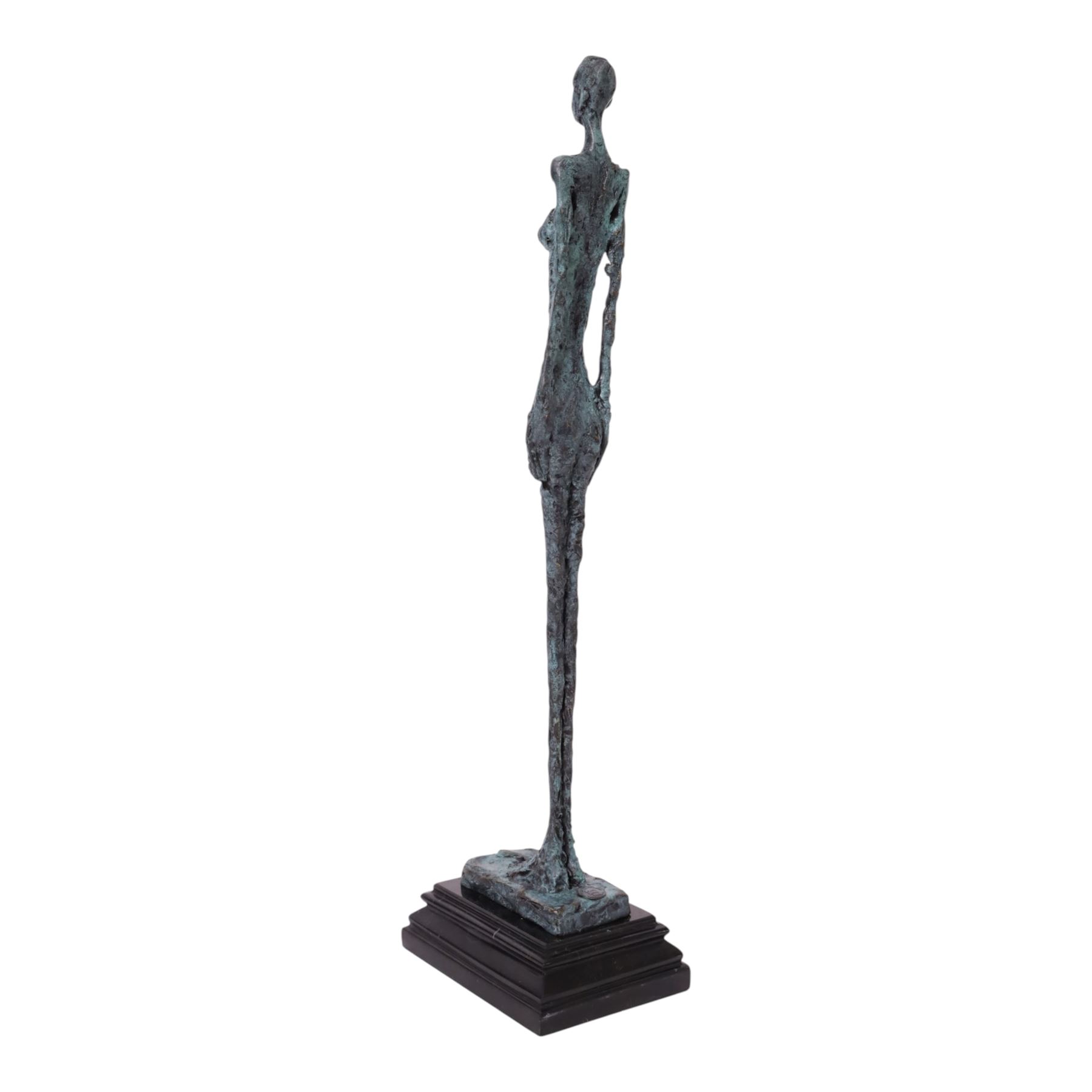 After Alberto Giacometti - Femme Venise bronze upon a stepped marble base, overall H50cm