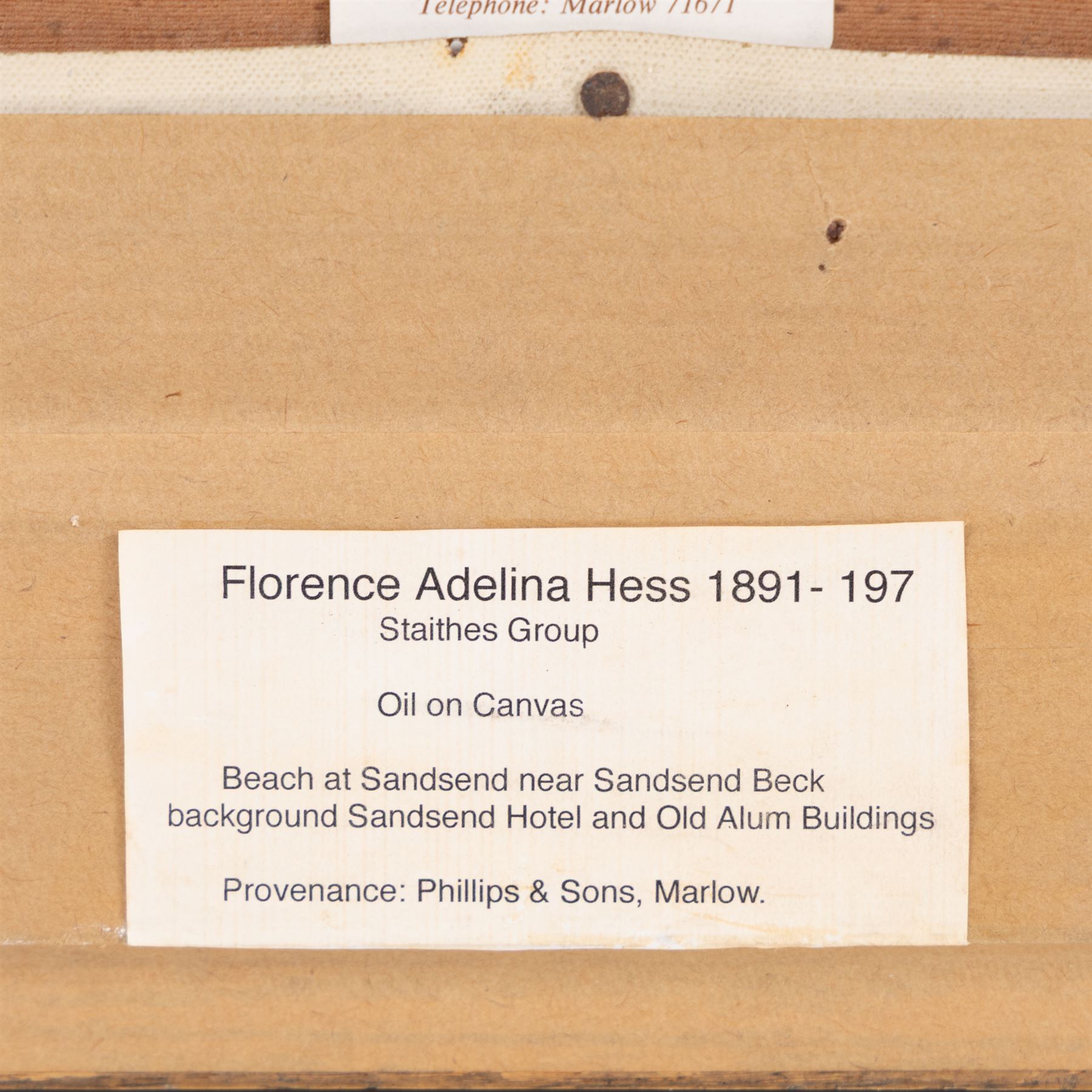 Florence Adelina Hess (Staithes Group 1891-1974): 'Sandsend Beach', oil on canvas unsigned 35cm x 45cm 
Provenance: exh. Phillips & Sons, Marlow, May 1981, label verso