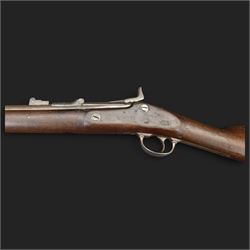 Springfield single shot service rifle, 1866 Allin conversion trapdoor model, 50-70 Cal, the lock marked 1864 with eagle and 
