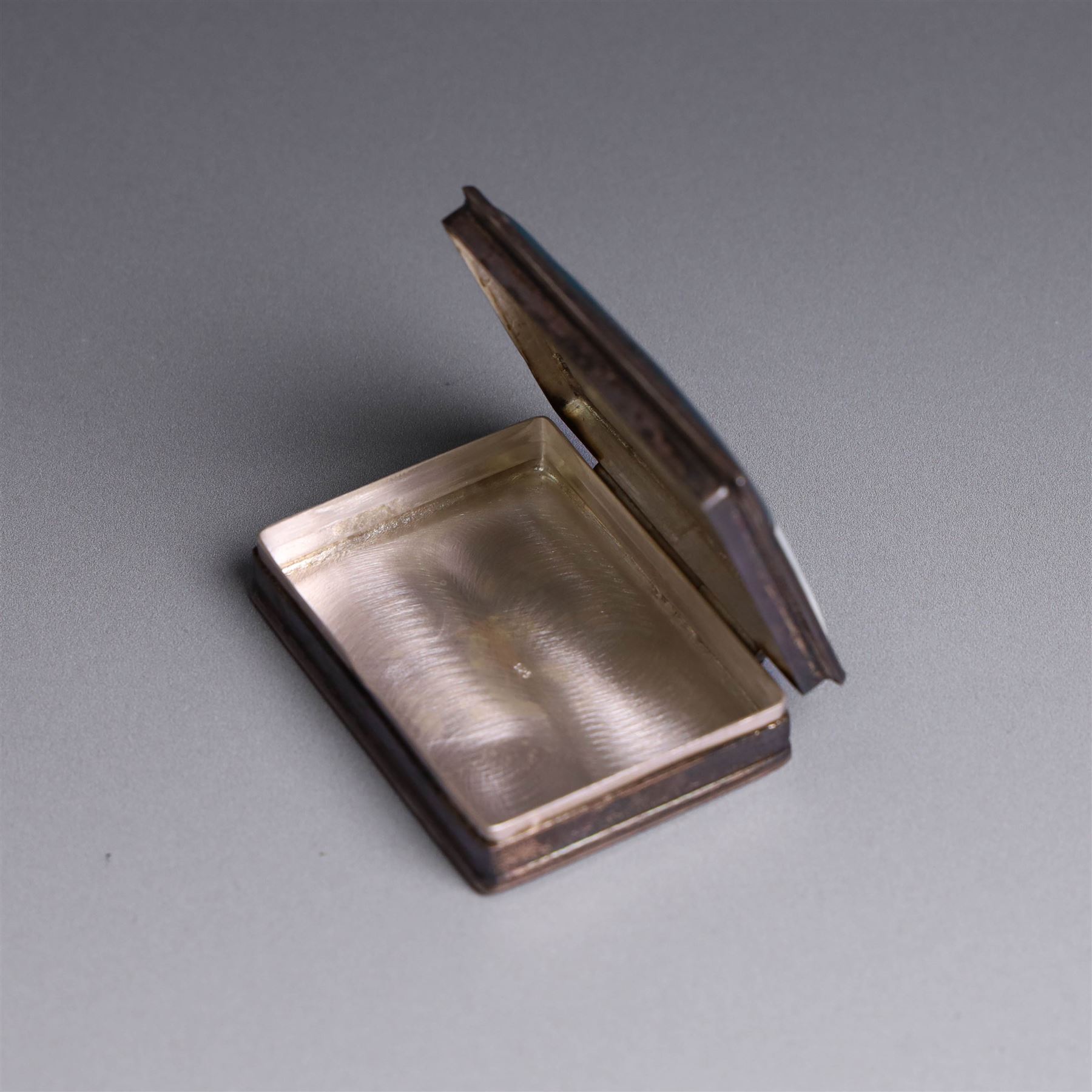 Modern silver box, with enamel plaque to hinged lid depicting a ship at full sail, stamped 925