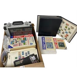 Stamps and accessories, including reference books, stockcards etc, in one box
