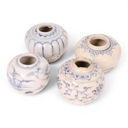 Four Hoi an Hoard miniature vases and a bowl, together with three other tea bowls 