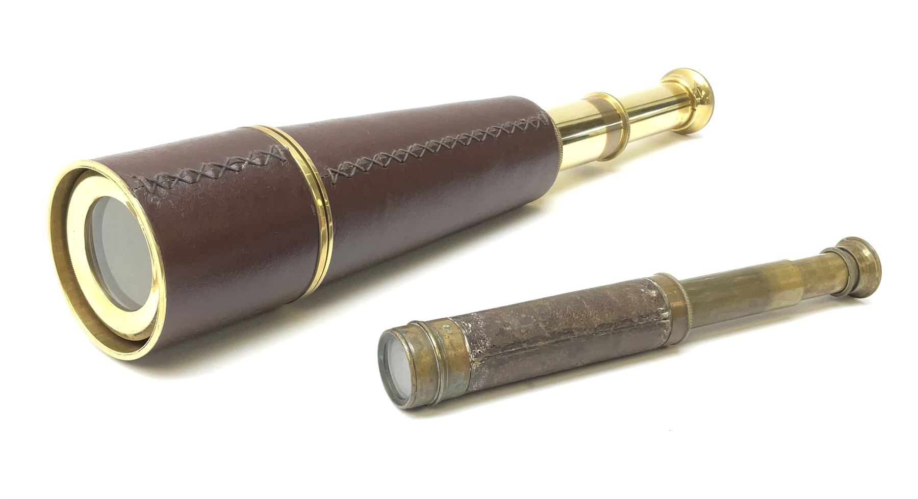 Victorian brass two-draw pocket telescope with leather | Maritime