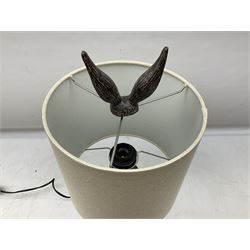 Composite table lamp, modelled as a hare with natural linen shade