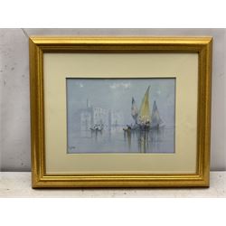 R Cooper (British early 20th century): Venetian Lagoon, watercolour and gouache signed 24cm x 35cm
