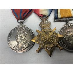 WW1 Naval group of four medals comprising British War Medal, 1914-15 Star and Victory Medal awarded to M.10222 E.W. Starmer J.R.A. (later S.R.A.) R.N.; and St. John Ambulance Brigade Coronation 1911 Medal to Pte. E.W. Starmer; all with ribbons