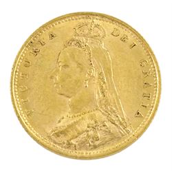 Queen Victoria 1891 gold half sovereign coin, shield reverse