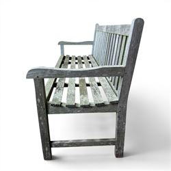 Plantation Teak garden bench, rail back from with slatted seat