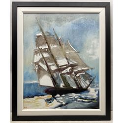 Dag Hagenaes Kjelldahl (Norwegian/Whitby Contemporary): Ship in Full Sail, oil on canvas signed 75cm x 60cm