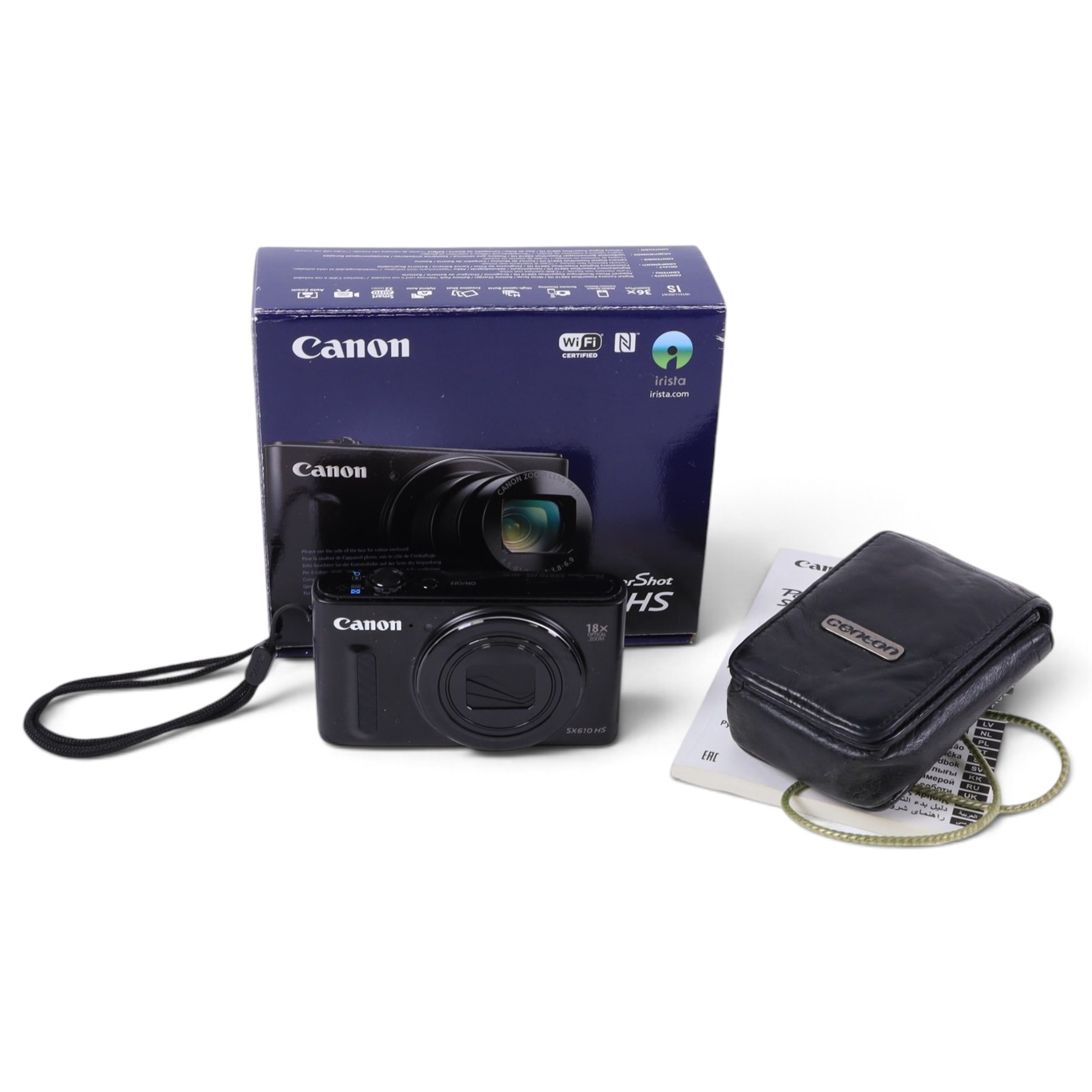 Canon Power Shot SX610 HS compact digital camera, with Canon zoom lens 18xIS 4.5-81.0mm 1:3.8-6.9, serial no. 023050006665, with box, charger and instructions