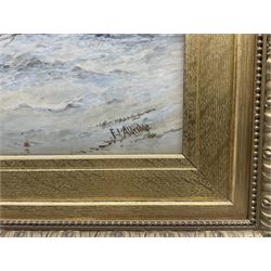Frederick James Aldridge (British 1850-1933): ‘Crabbers Returning in a Squall’, watercolour signed, titled on frame 34cm x 52cm 
Provenance: private collection, purchased David Duggleby Ltd 23rd June 2017 Lot 18; exh. 32nd Dudley Gallery Art Society Exhibition 1896 no. 242, label verso