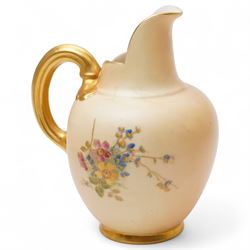 Four pieces of Royal Worcester blush ivory, each decorated with floral sprigs of various flowers, tallest 15.5cm (4)