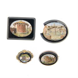 Grand Tour style micro mosaic panel depicting the Pantheon, together with three other exam...