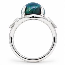 Platinum black opal and diamond ring, four claw set with a single oval cabochon opal of approx 8.45 carat, the openwork surround milgrain set with forty-eight round brilliant cut diamonds and tapered baguette cut shoulders, London 2025