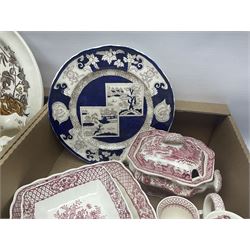 Masons Ironstone ceramics, including Double Landscape pattern plate and jar and cover, Fruit Basket pattern tea pots, etc, in two boxes