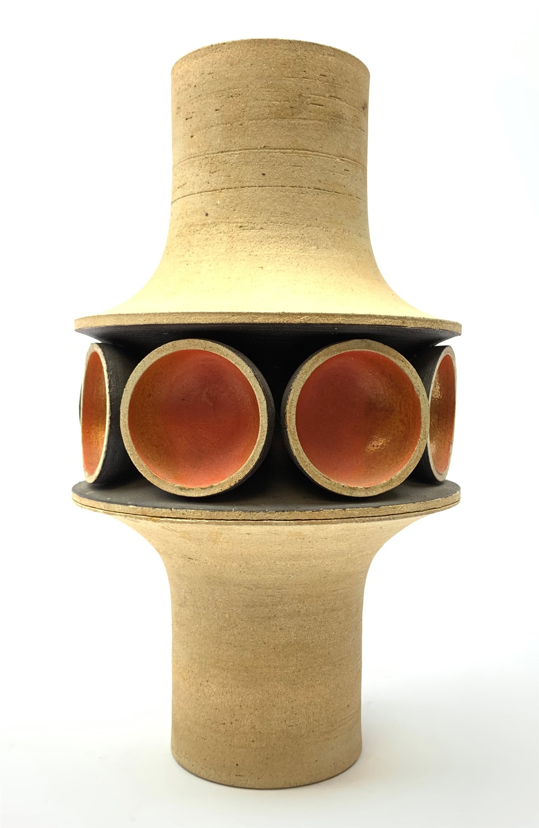 Delan Cookson (British1937): Large stoneware vase  of stylized form, H43cm impressed seal 