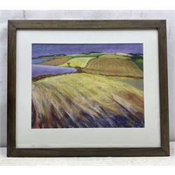 Hector Fraser (Driffield 1919-2013): Wolds Landscape, pastel signed 35cm x 46cm 