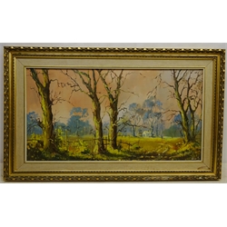  Don Micklethwaite (British 1936-): Rural Landscape, oil on canvas signed 39cm x 74cm  