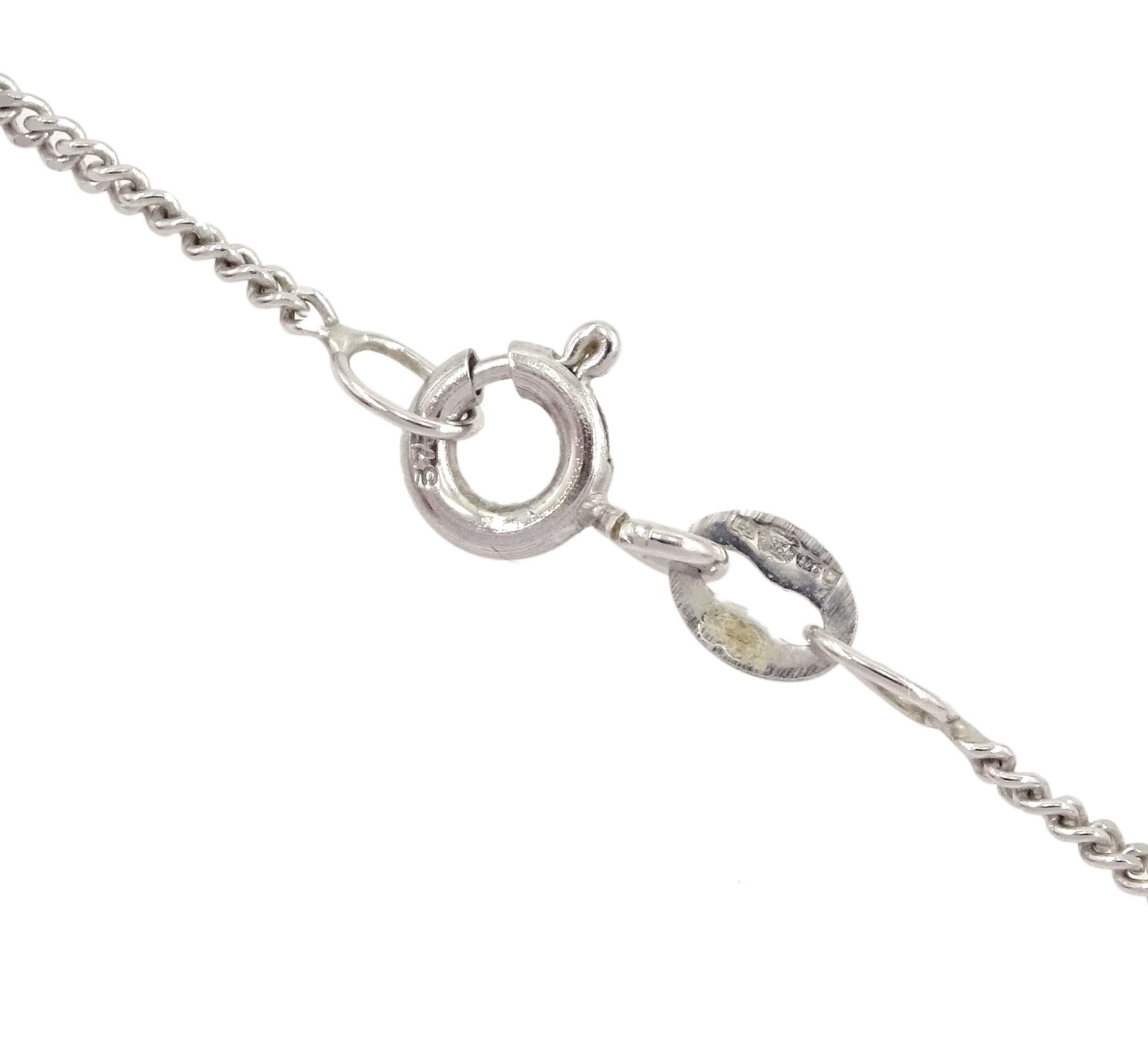 18ct white gold seven stone round brilliant cut diamond daisy flower head cluster pendant, on 9ct white gold chain, total diamond weight approx 0.95 carat