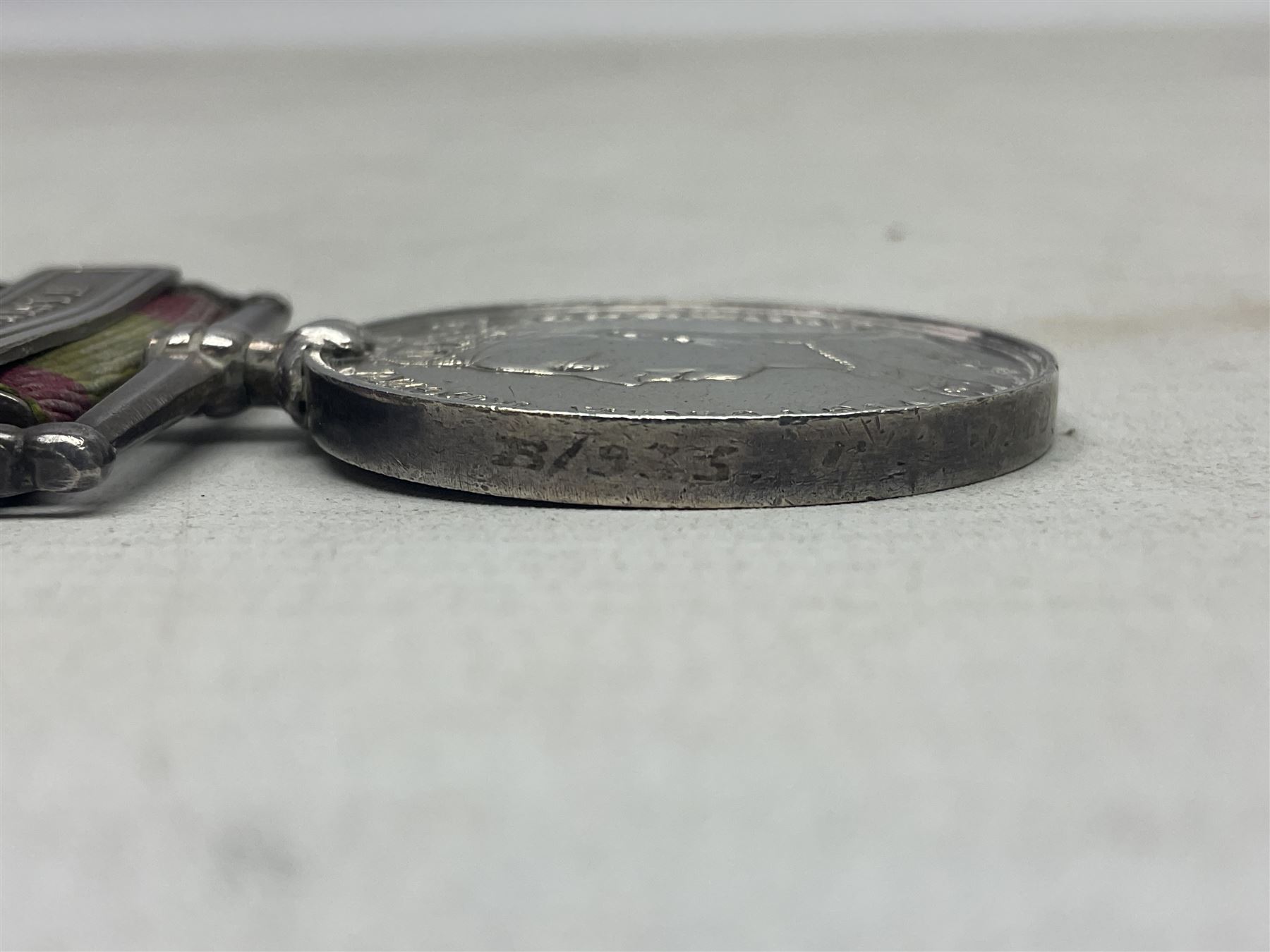Victoria 2nd Afghanistan War Medal 1878-79-80 with three clasps for Kandahar, Kabul and Charasia, name erased, with ribbon