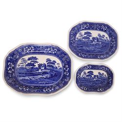 Spode Tower pattern graduating set of three platters, largest L54cm D43cm 