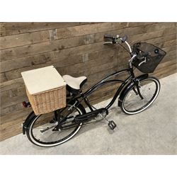 Alpha Plus Surge 26'' bicycle, black, with front and rear baskets