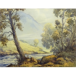  Robert Leslie Howey (British 1900-1981): 'Langstrath' Lake District, watercolour signed and dated '65, 46cm x 60cm Provenance: with T B & R Jordan Fine Paintings Stockton on Tees, label verso  DDS - Artist's resale rights may apply to this lot    