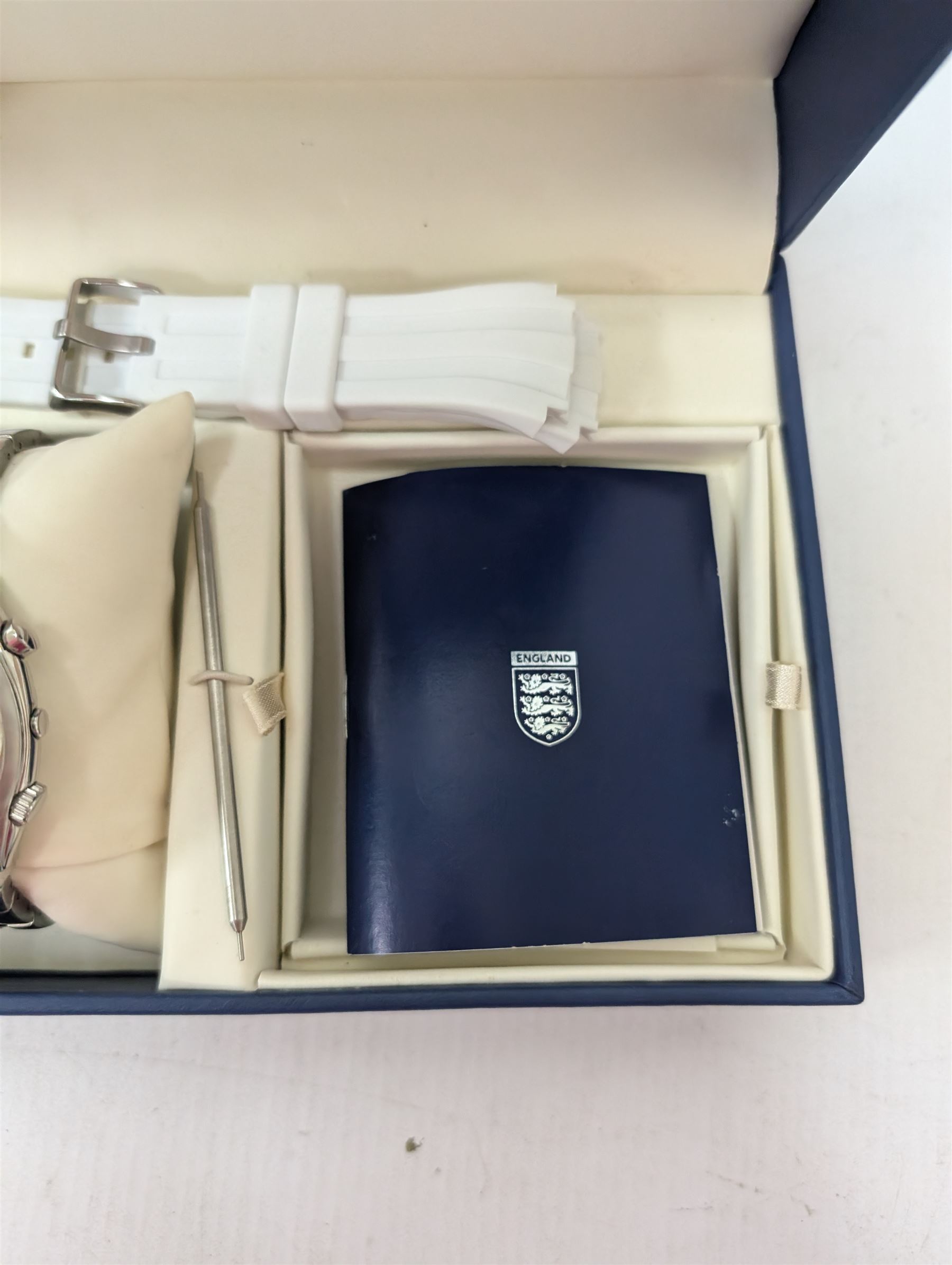 Accurist England Football chronograph alarm wristwatch, boxed