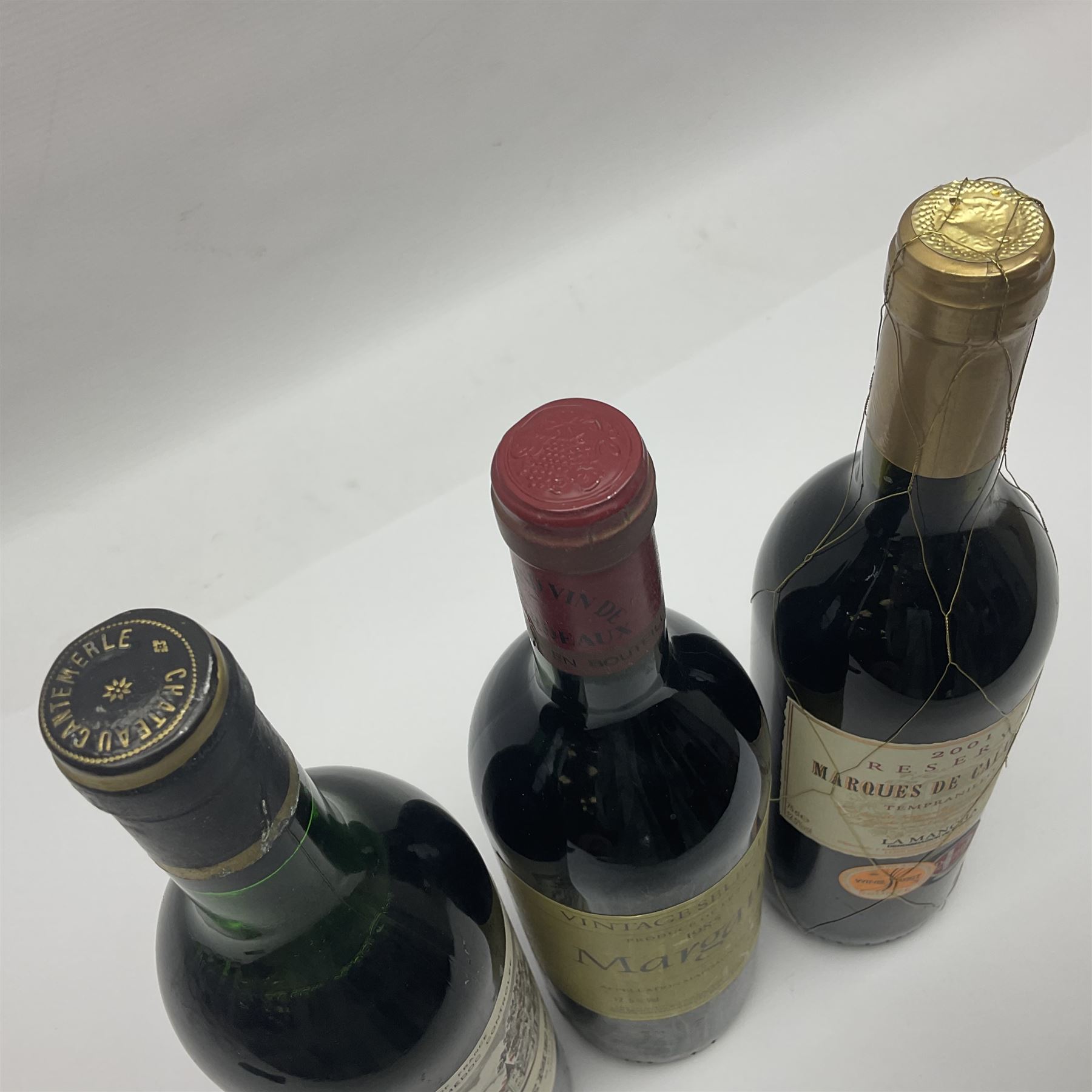 Mixed wine, comprising Chateau Cantemerle, 1975, Grand Cru Classe Se Medoc, Chateau Notton, 1985, Margaux and Marques De Calatrava, 2001 Tempranillo, various contents and proof (3) 
