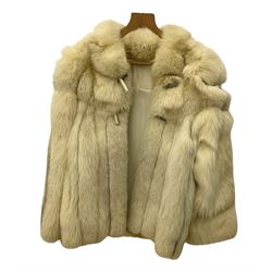 White Arctic Fox fur coat with loop fasteners 