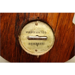  Early 19th century rosewood aneroid barometer, wheel shaped with onion top, dry/damp gauge, mercury thermometer, H98cm  
